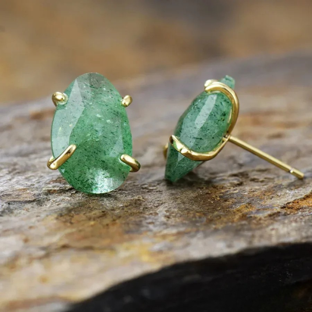 Joyous Aventurine Stud Earrings