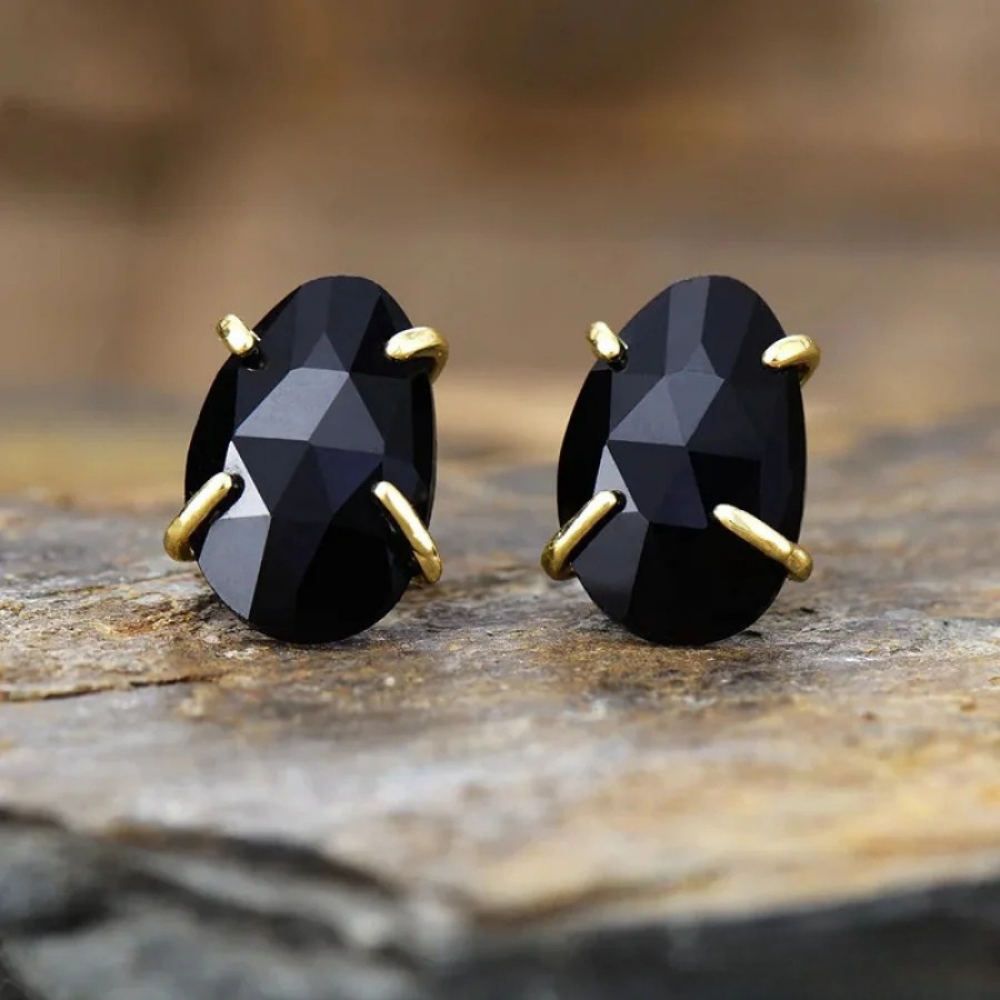 Powerful Black Onyx Stud Earrings