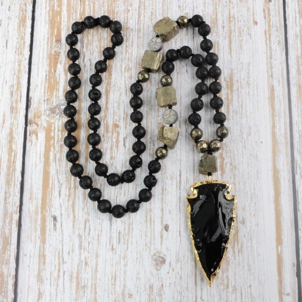 Black Obsidian Arrow Necklace