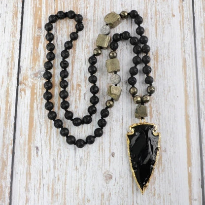 Black Obsidian Arrow Necklace