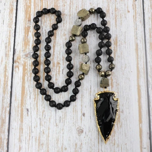 Black Obsidian Arrow Necklace
