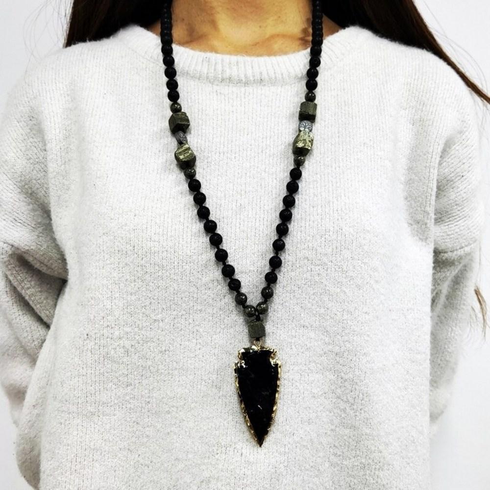 Black Obsidian Arrow Necklace