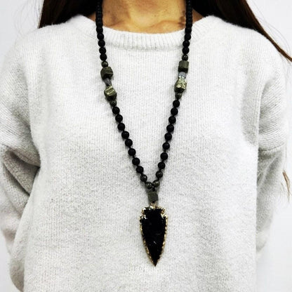 Black Obsidian Arrow Necklace