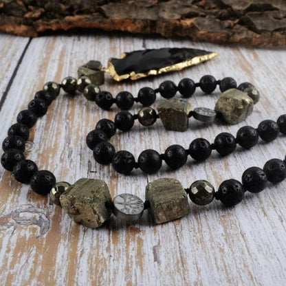 Black Obsidian Arrow Necklace