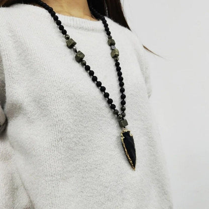Black Obsidian Arrow Necklace