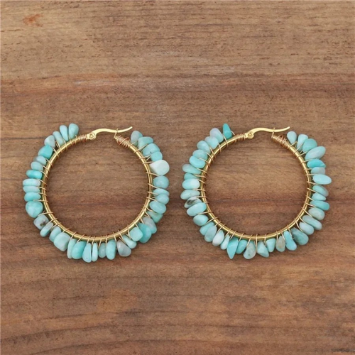 Balancing Amazonite Hoop Earrings