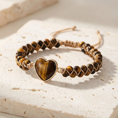 Woven Tiger's Eye Heart Bracelet