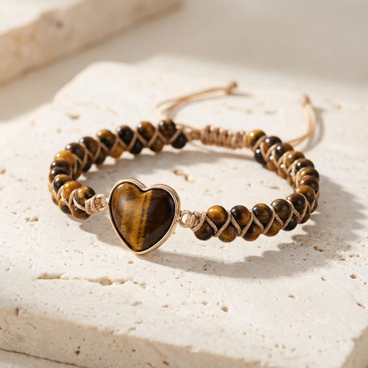 Woven Tiger's Eye Heart Bracelet