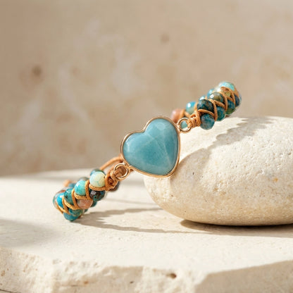 Woven Amazonite Heart Bracelet