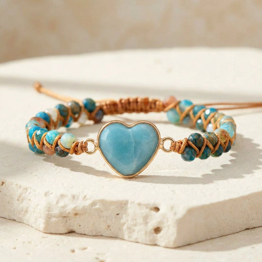 Woven Amazonite Heart Bracelet