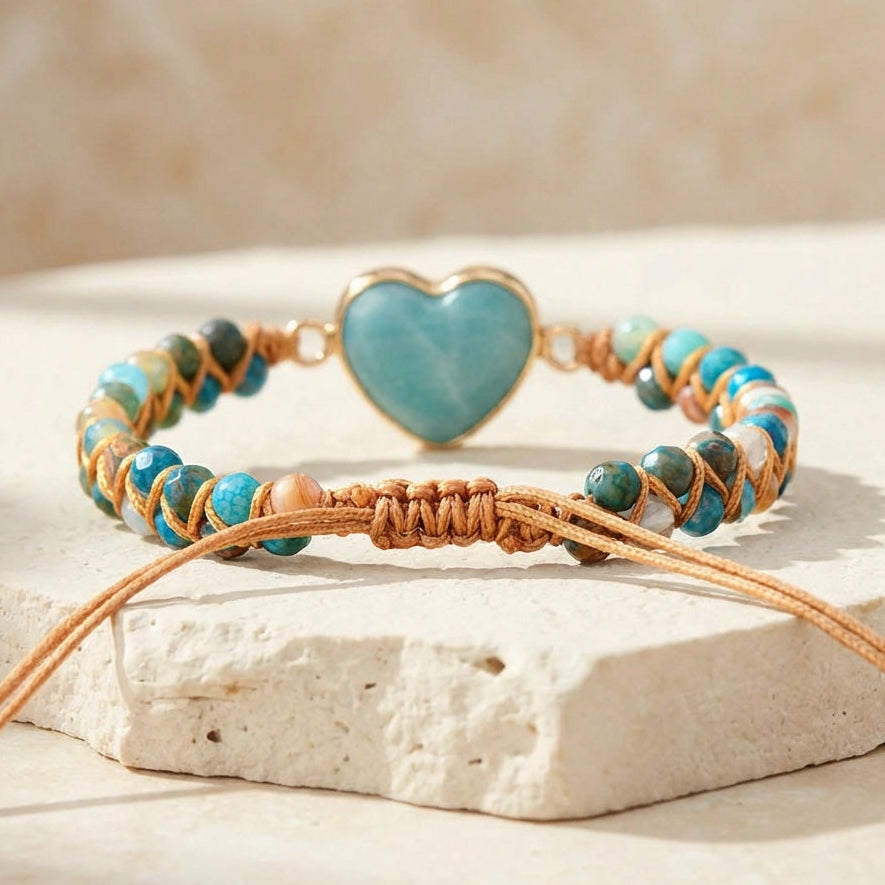 Woven Amazonite Heart Bracelet