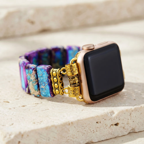 Cosmic Jasper Apple Watch Band (Gold)